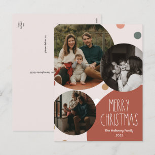 Cartes Pour Fêtes Annuelles Polka rouge Boho point Noël Abstrait trois photos