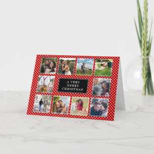 Cartes Pour Fêtes Annuelles Polka rouge et blanc point 10 photo Collage Noël