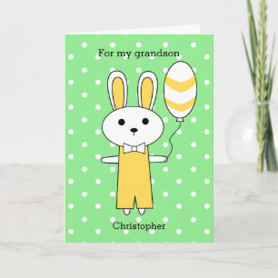 Cartes Pour Fêtes Annuelles Polka vert point jaune lapin de Pâques