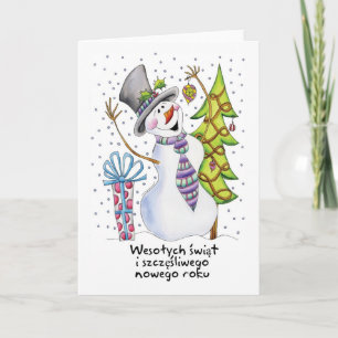 Cartes Pour Fêtes Annuelles Polonais - bonhomme de neige - bonhomme de neige