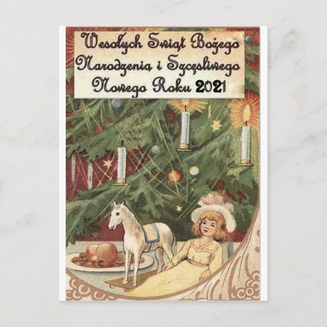 CARTES POUR FÊTES ANNUELLES POLONAIS MERRY CHRISTMAS WESOLYCH SWIAT 2021 (Devant)