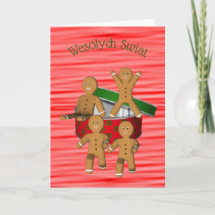 Cartes Pour Fêtes Annuelles Polonais Noël Salutation mignonne pain d'épices Ho