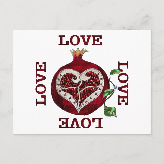 Cartes Pour Fêtes Annuelles Pomegranate Heart LOVE Valentine (Devant)