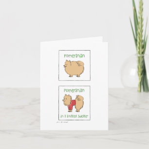 Cartes Pour Fêtes Annuelles Poméranien dans un chandail nue   Noël humoristiqu