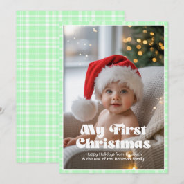 Cartes Pour Fêtes Annuelles Pomme Granny Smith Gingham Mon Premier Noël Bébé