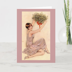 Cartes Pour Fêtes Annuelles Pommeau avec tristletoe
