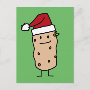 Cartes Pour Fêtes Annuelles Pommes de terre Portant Noël Santa Hat Joyeux
