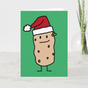 Cartes Pour Fêtes Annuelles Pommes de terre Portant Noël Santa Hat Joyeux