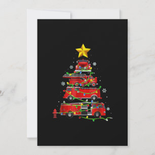 Cartes Pour Fêtes Annuelles Pompier Camion Arbre de Noël Hommes Femmes