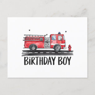 Cartes Pour Fêtes Annuelles Pompier Camion L'anniversaire de la famille des ga