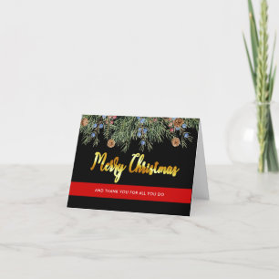 Cartes Pour Fêtes Annuelles Pompier Noël Mince ligne rouge Merci