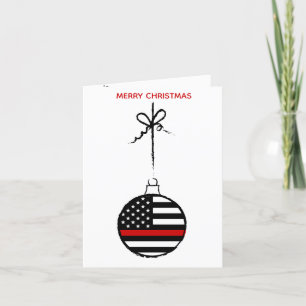 Cartes Pour Fêtes Annuelles Pompier sapeur pompier Noël Mince ligne rouge