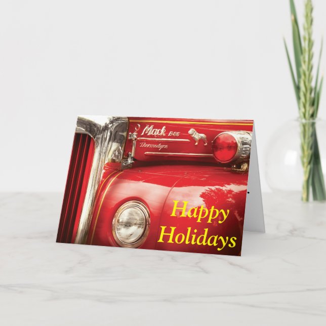 Cartes Pour Fêtes Annuelles Pompier - Un vieux camion de pompiers (Devant)