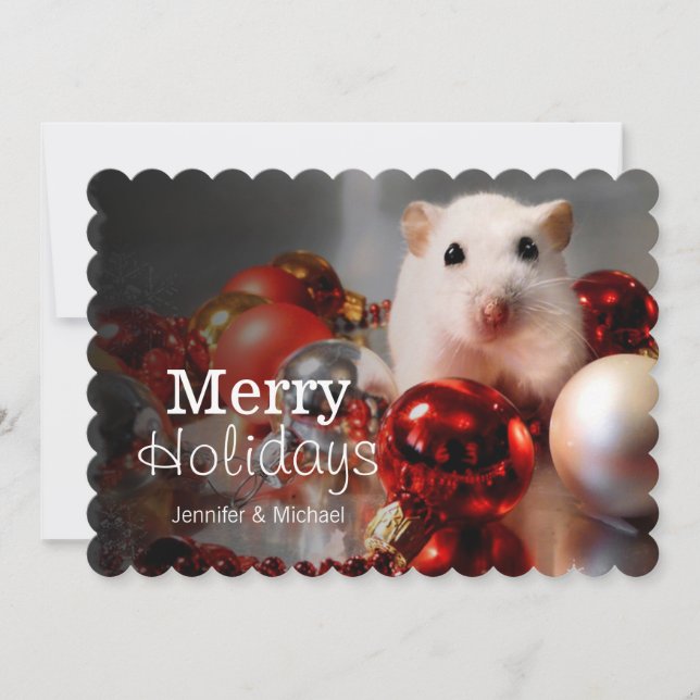 Cartes Pour Fêtes Annuelles Pompon de hamster de nain blanc (Devant)
