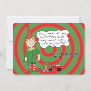 Cartes Pour Fêtes Annuelles Pondering Elf Flat Holiday Card