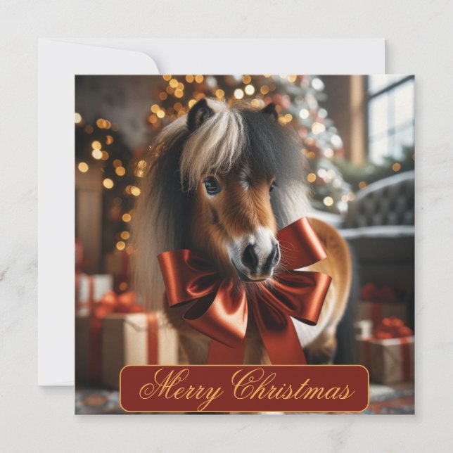 Cartes Pour Fêtes Annuelles Poney de Noël  (Devant)