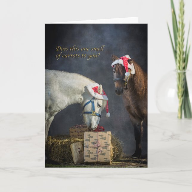 Cartes Pour Fêtes Annuelles Poneys de Shetland à Noël (Devant)
