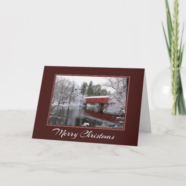 Cartes Pour Fêtes Annuelles Pont couvert de Noël (Devant)