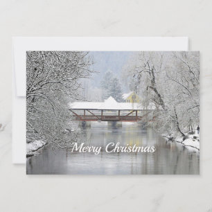 Cartes Pour Fêtes Annuelles Pont couvert neige Photo Appartement de Noël