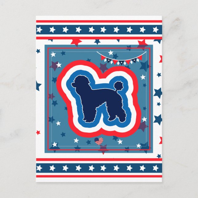 Cartes Pour Fêtes Annuelles Poodé Patriotique Rouge Blanc Et Bleu 4 juillet (Devant)