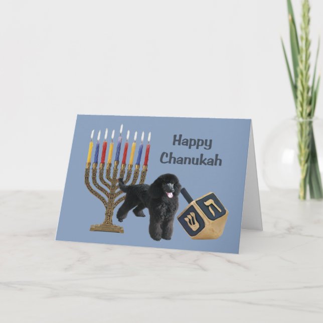 Cartes Pour Fêtes Annuelles Poodle Chanukah Card Menorah Dreidel (Devant)