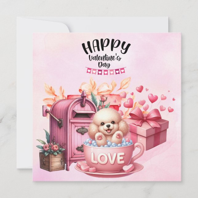 Cartes Pour Fêtes Annuelles Poodle Chien chiot pour la Saint-Valentin (Devant)
