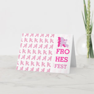 Cartes Pour Fêtes Annuelles Poodle en rose salutations