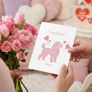Cartes Pour Fêtes Annuelles Poodle Rose Pastel - Saint-Valentin Nom Personnali