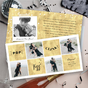 Cartes Pour Fêtes Annuelles Pop Fizz Clink Blocs du Nouvel An 4 Photo Collage