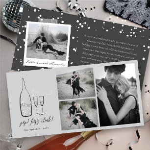 Cartes Pour Fêtes Annuelles Pop Fizz Clink Style Champagne Argent Chic Photo