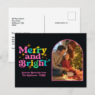 Cartes Pour Fêtes Annuelles Pop Tropical Merry et Bright Retro Noël