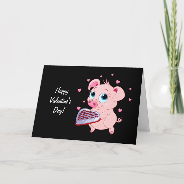 Cartes Pour Fêtes Annuelles Porc mignon de Valentine (Devant)