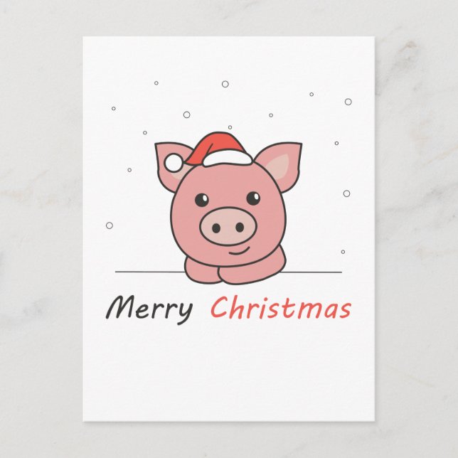 Cartes Pour Fêtes Annuelles Porc Noël Neige Hiver Animaux Cochons (Devant)