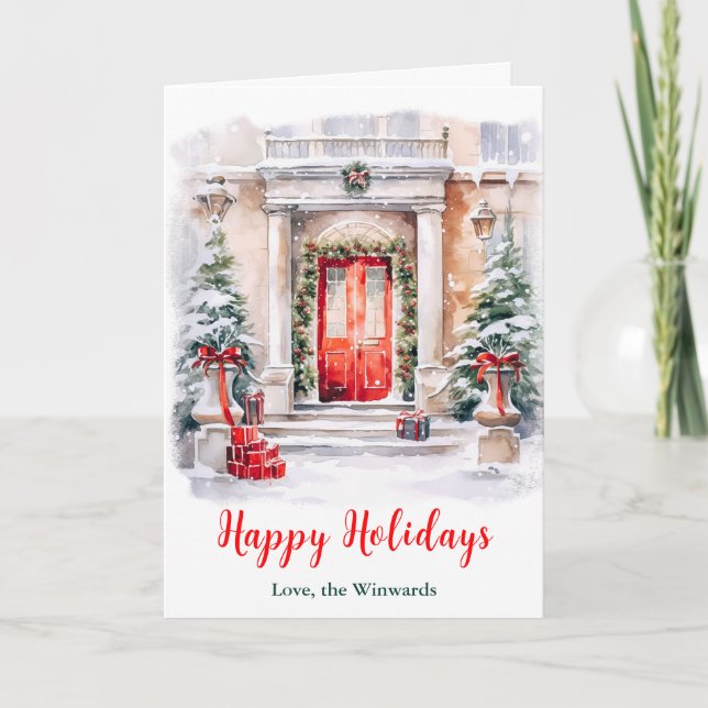 Cartes Pour Fêtes Annuelles Porche avant Noël Joyeux jours fériés (Devant)