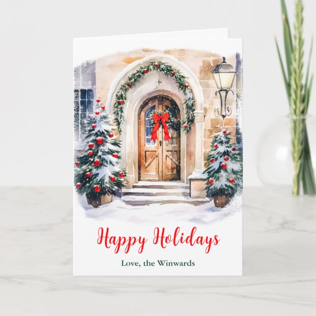 Cartes Pour Fêtes Annuelles Porche avant Noël Joyeux jours fériés (Devant)