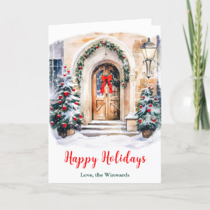 Cartes Pour Fêtes Annuelles Porche avant Noël Joyeux jours fériés
