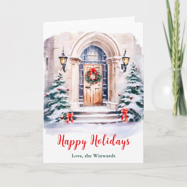 Cartes Pour Fêtes Annuelles Porche avant Noël Joyeux jours fériés (Devant)