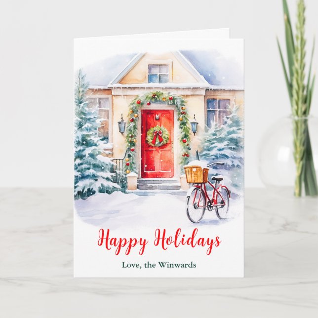 Cartes Pour Fêtes Annuelles Porche avant Noël Joyeux jours fériés (Devant)