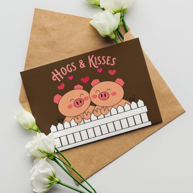 Cartes Pour Fêtes Annuelles Porcs et baisers Cochons Love Post Card (Créateur téléchargé)