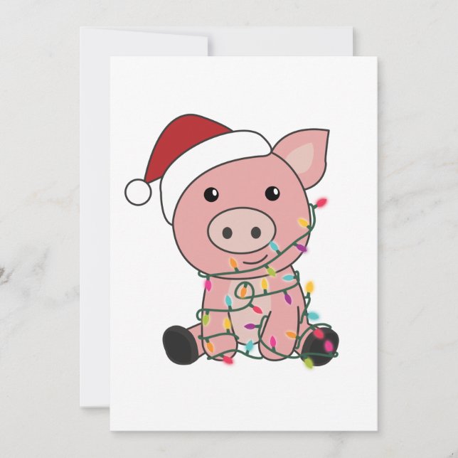 Cartes Pour Fêtes Annuelles Porcs Noël Neige Animaux d'hiver Porcs (Devant)