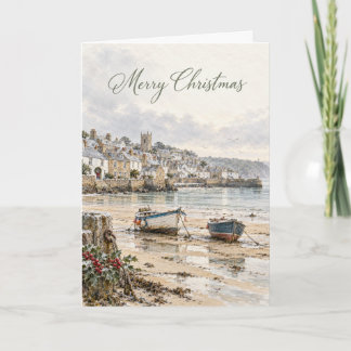 Cartes Pour Fêtes Annuelles Port de St Ives Noël Aquarelle