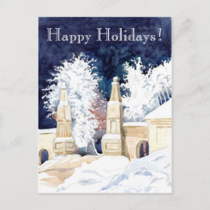Cartes Pour Fêtes Annuelles Porte d'hiver la nuit (croquis)