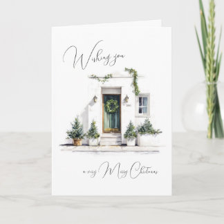 Cartes Pour Fêtes Annuelles Porte sarcelle maison blanche Noël