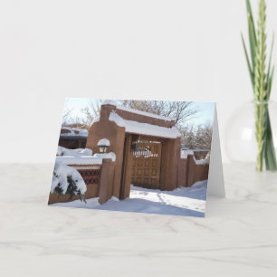 Cartes Pour Fêtes Annuelles Portes d'adobe couvertes de neige