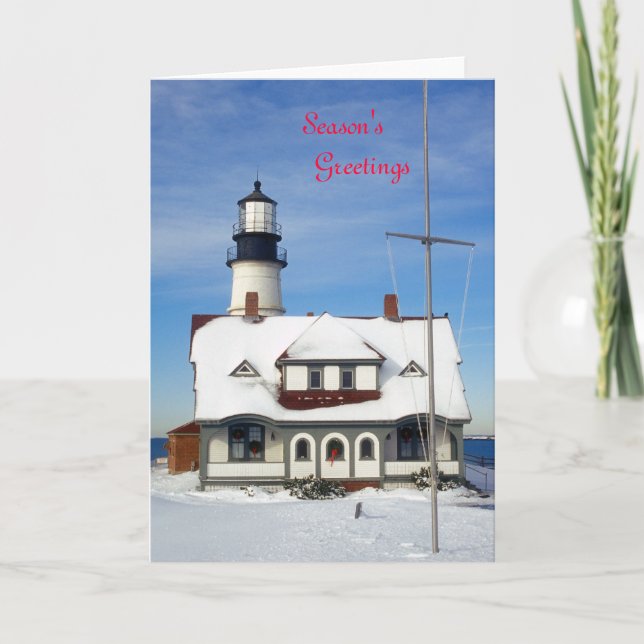 Cartes Pour Fêtes Annuelles Portland Head Lighthouse Holiday (Devant)