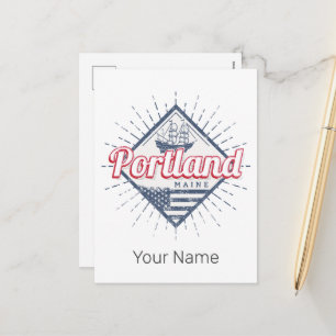 Cartes Pour Fêtes Annuelles Portland Maine City États-Unis Vintage USA
