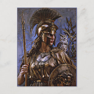 Cartes Pour Fêtes Annuelles Portrait coloré "Athéna’s Eternal Vigil"