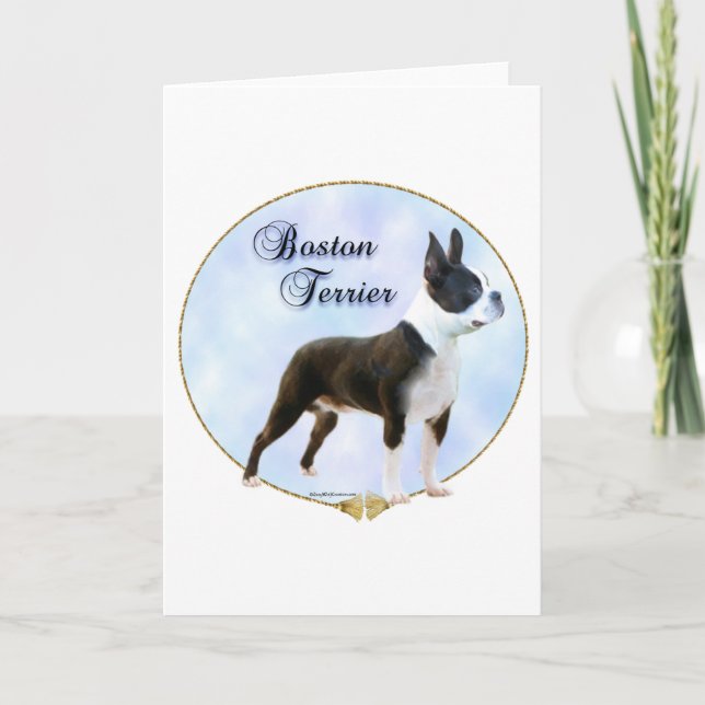 Cartes Pour Fêtes Annuelles Portrait de Boston Terrier (Devant)