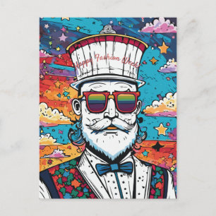 Cartes Pour Fêtes Annuelles Portrait de mode Homme à tête