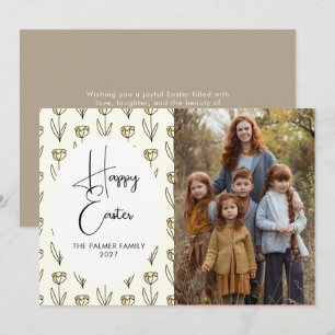 Cartes Pour Fêtes Annuelles Portrait de Pâques floral printanier élégant simpl